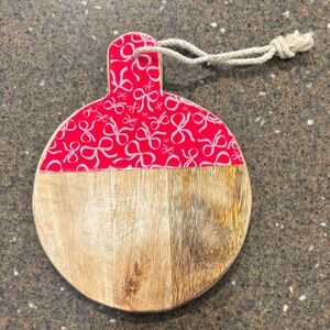 Holiday Wooden Ornament with Red Pattern